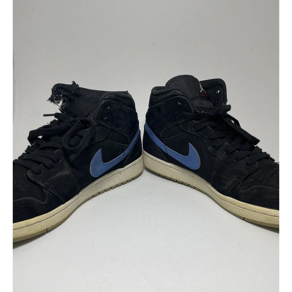 Nike AIR JORDAN 1‎ Mid Multi-Color Swoosh Black Red Blue Mens Shoes Size 8.5